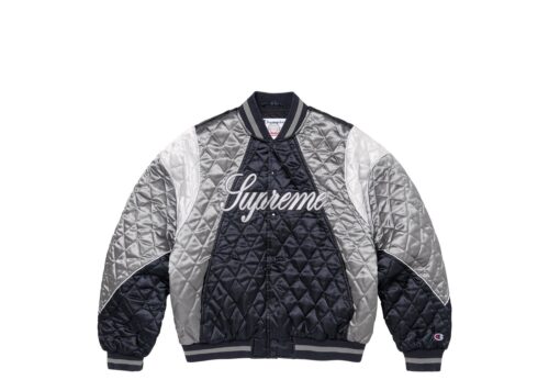 Supreme Champion Quilted Satin Varsity Jacket Navy - Navy - 1