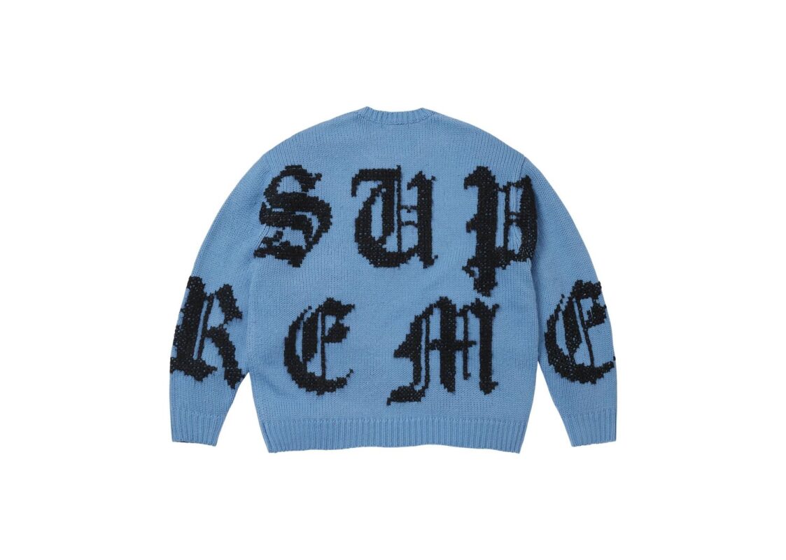 Supreme Cross Stitch Logo Sweater Blue 2