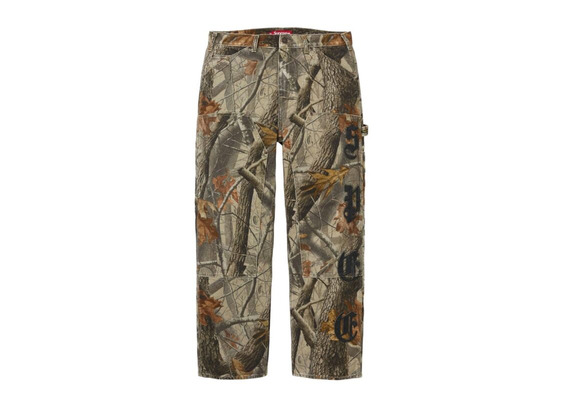 Supreme Leather Applique Double Knee Painter Pant Realtree Hardwoods Camo