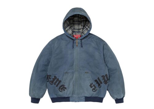 Supreme Leather Applique Hooded Work Jacket Navy - Navy - 1
