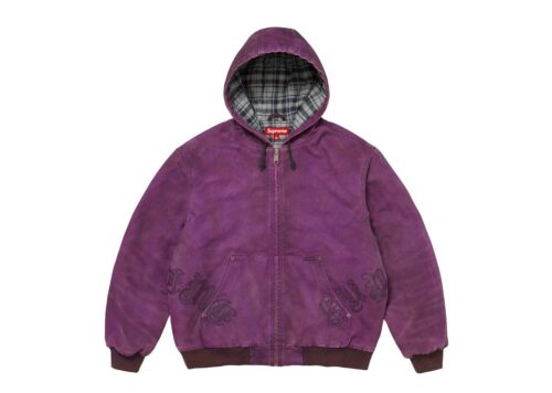 Supreme Leather Applique Hooded Work Jacket Purple - Purple - 1