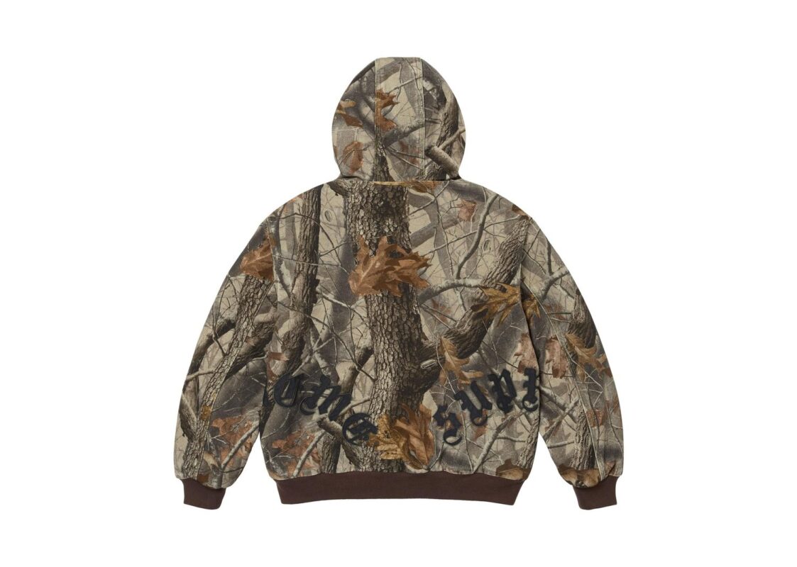 Supreme Leather Applique Hooded Work Jacket Realtree Hardwoods Camo 2