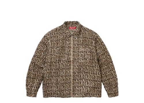 Supreme Leopard Frayed Zip Up Shirt 'Tan' - Tan - 1