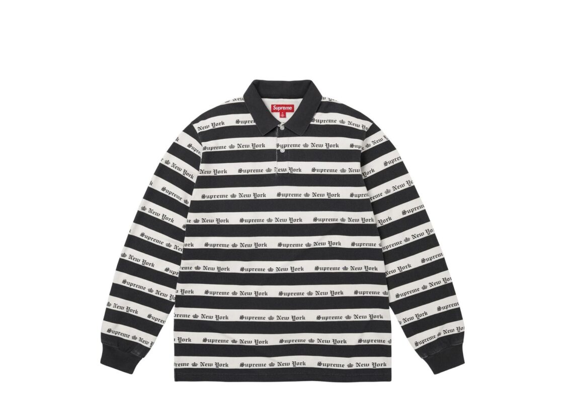 Supreme Old English Stripe Long-Sleeve Polo ‘Black’