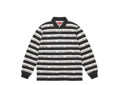 Supreme Old English Stripe Long-Sleeve Polo 'Black' - Black - 1