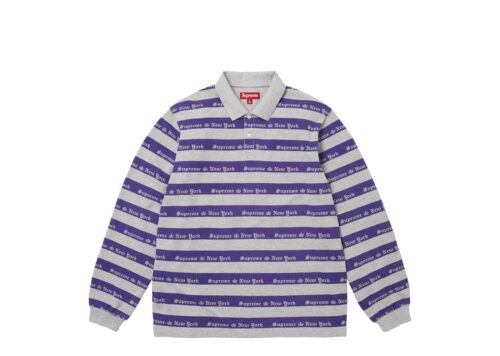 Supreme Old English Stripe Long-Sleeve Polo 'Heather Grey' - Heather Grey - 1