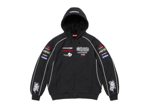 Supreme Racing Lined Zip Up Hooded Sweatshirt Black - Black - 1