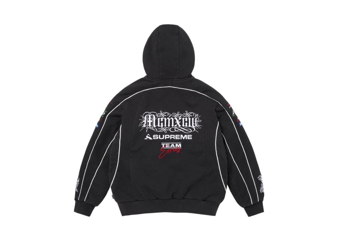 Supreme Racing Lined Zip Up Hooded Sweatshirt Black 2