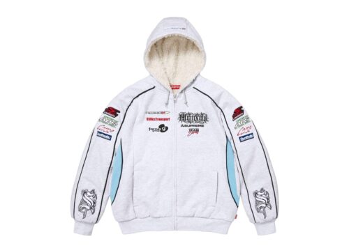 Supreme Racing Lined Zip Up Hooded Sweatshirt Heather Grey - Heather Grey - 1