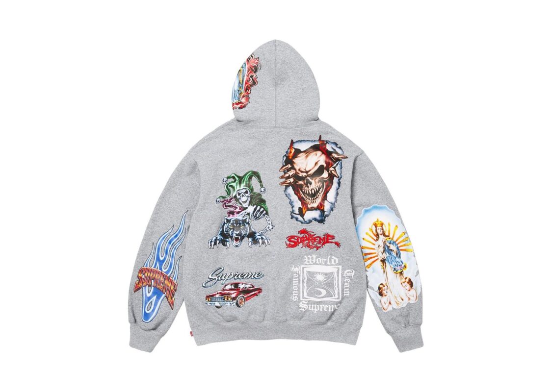 Supreme Stickers Hooded Sweatshirt ‘Heather Grey’ 2