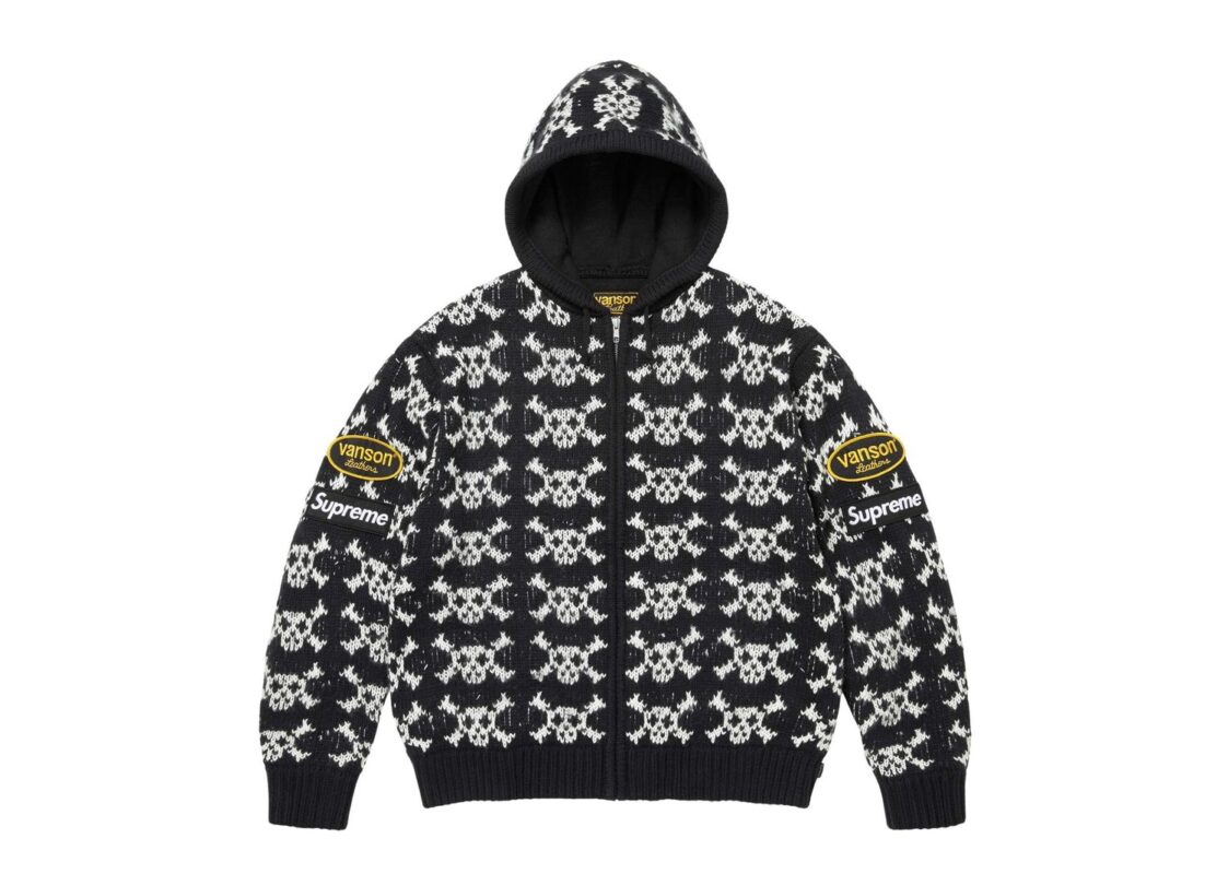 Supreme x Vanson Leathers Skull Zip Up Hooded Sweater ‘Black’