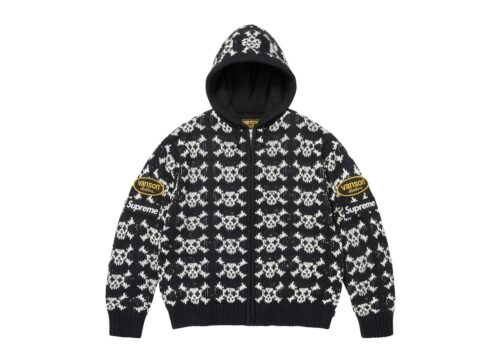 Supreme x Vanson Leathers Skull Zip Up Hooded Sweater 'Black' - Black - 1