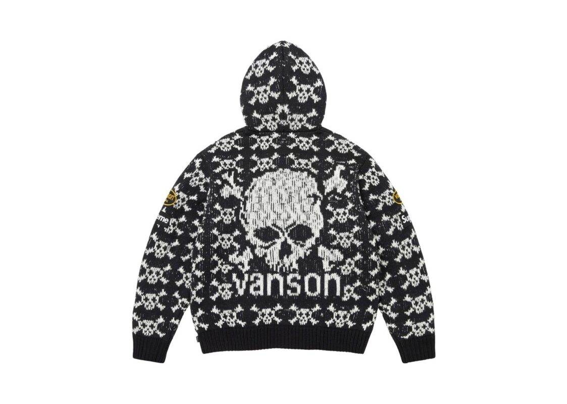 Supreme x Vanson Leathers Skull Zip Up Hooded Sweater ‘Black’ 3