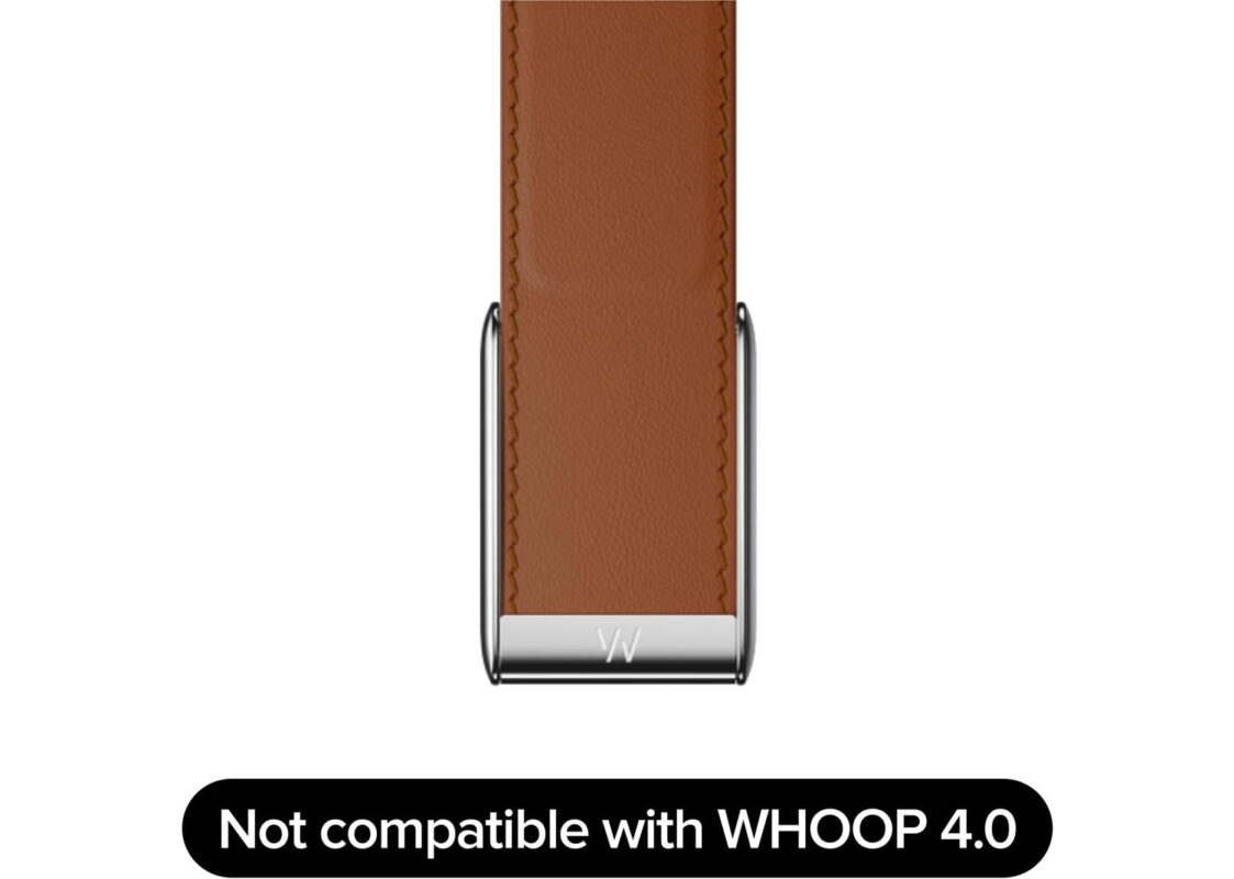 WHOOP 5.0 LeatherLuxe Band Chestnut/Cream with Titanium – One/Peak 2