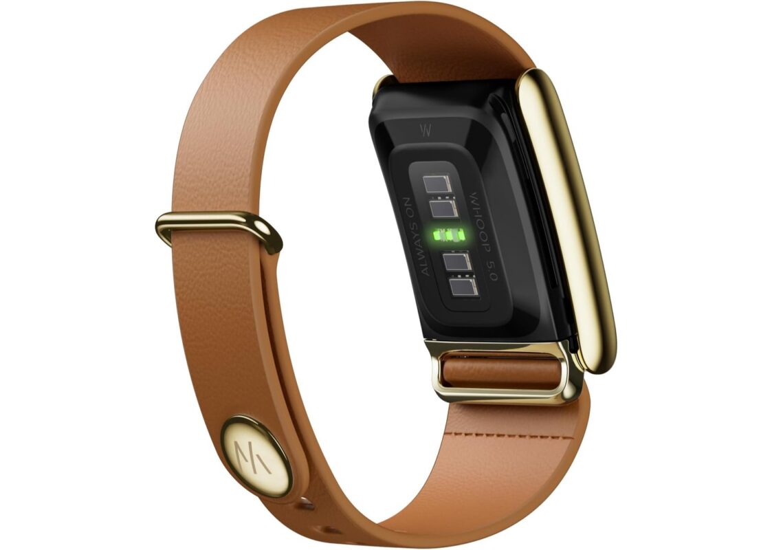 WHOOP 5.0 LeatherLuxe Band Camel with Gold – One/Peak 4