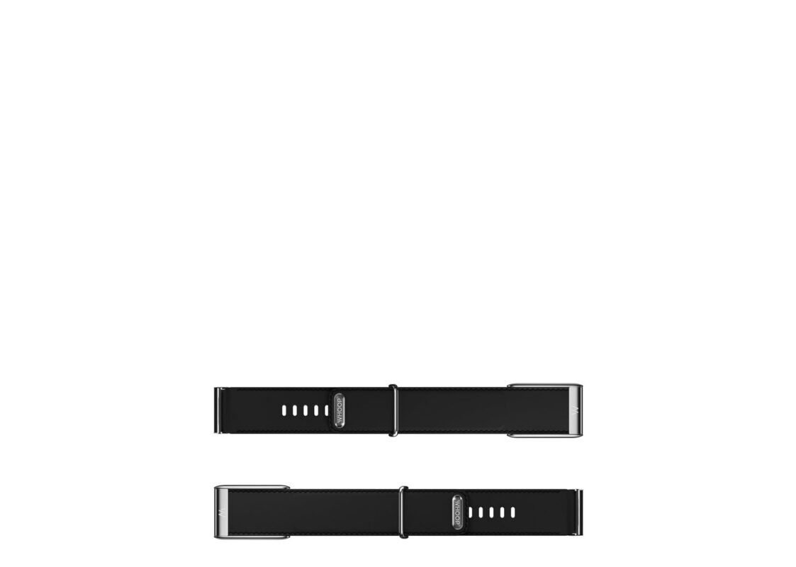 WHOOP 5.0 LeatherLuxe Band Black/Cream with Titanium – One/Peak