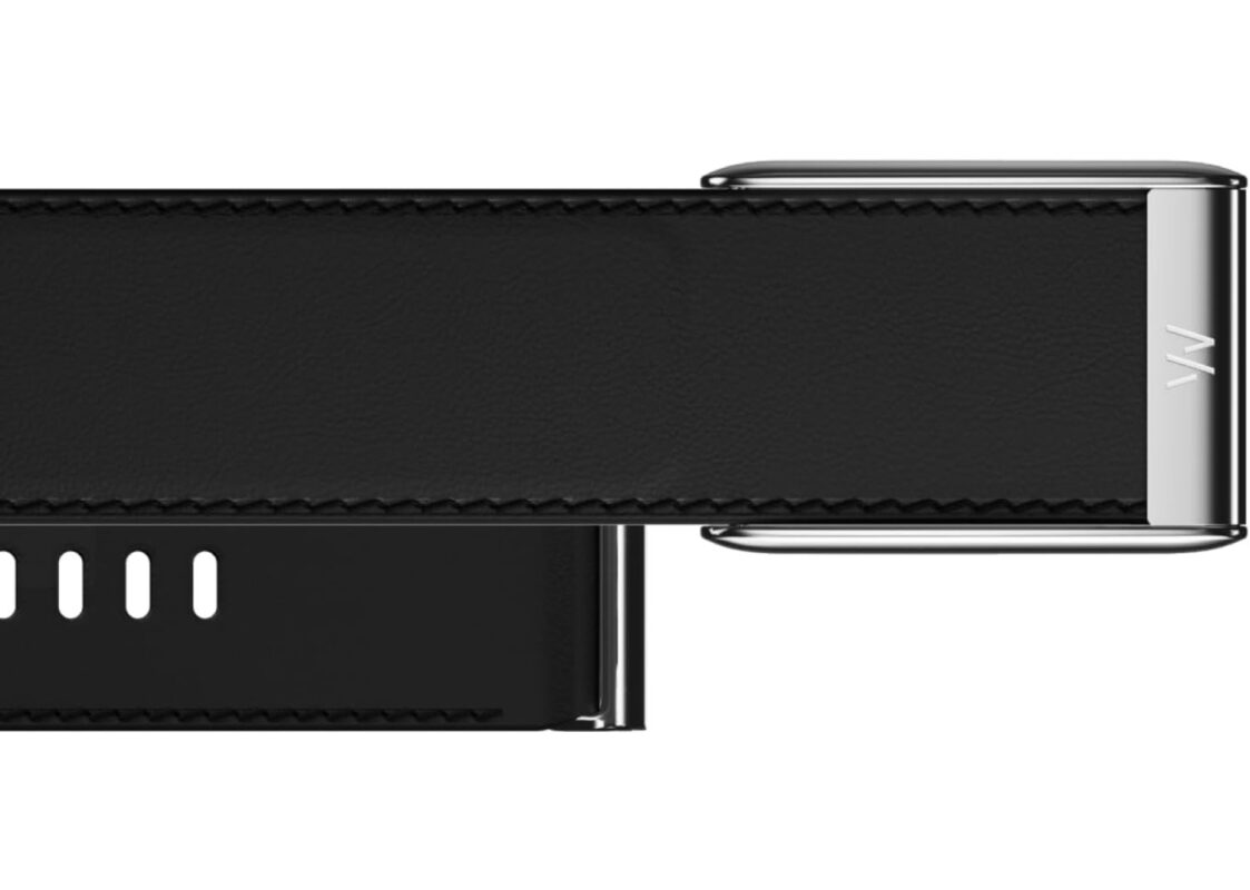 WHOOP 5.0 LeatherLuxe Band Black/Cream with Titanium – One/Peak 4