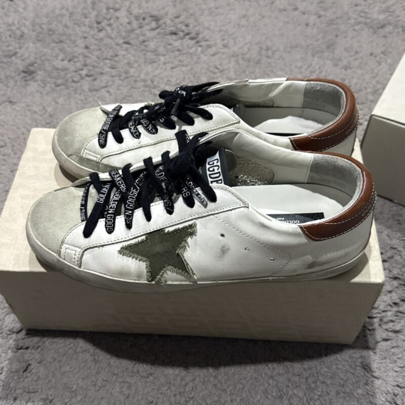 Golden Goose Ball-Star White Green Canvar Star 2