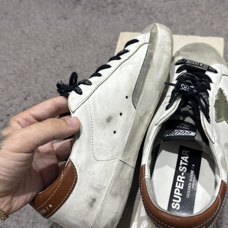 Golden Goose Ball-Star White Green Canvar Star 3