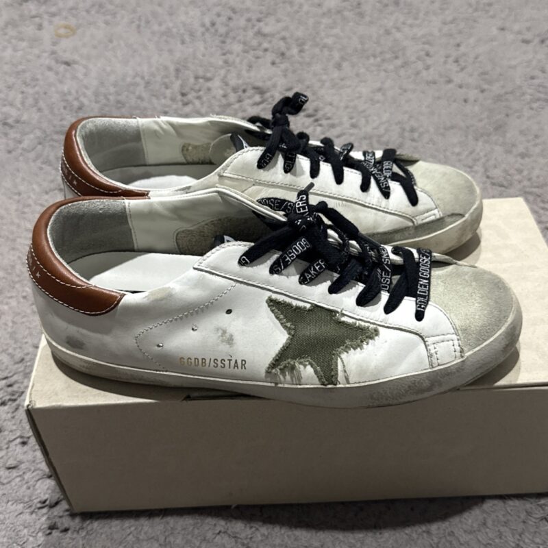 Golden Goose Ball-Star White Green Canvar Star 8
