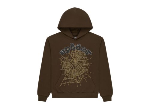 Sp5der Og Web Rhinestone Hoodie 'Brown' - Brown - 1