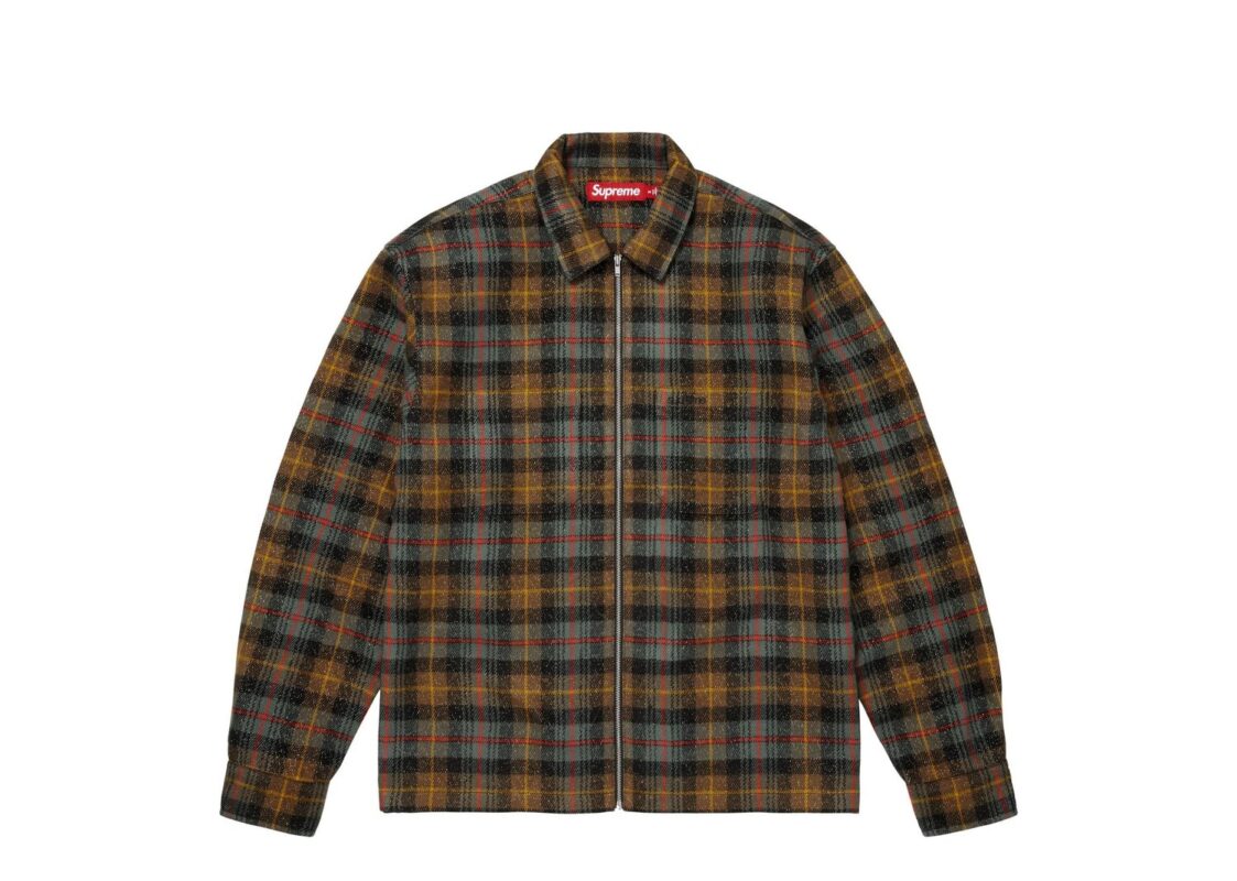 Supreme Metallic Flannel Zip Up Shirt ‘Brown’