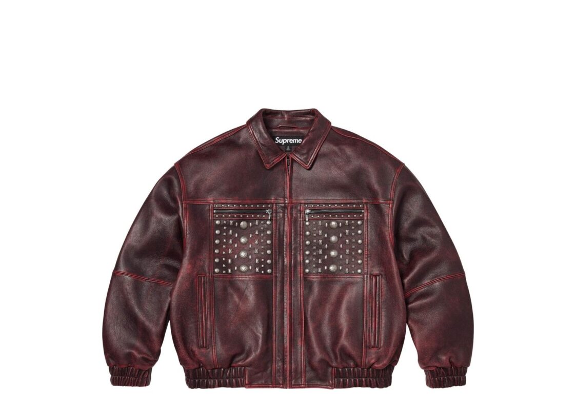 Supreme Multi Studded Leather Jacket ‘Burgundy’