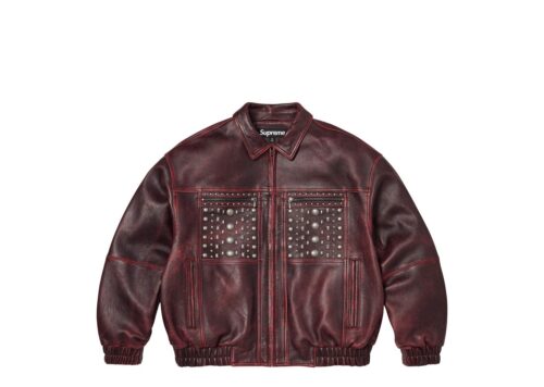 Supreme Multi Studded Leather Jacket 'Burgundy' - Burgundy - 1