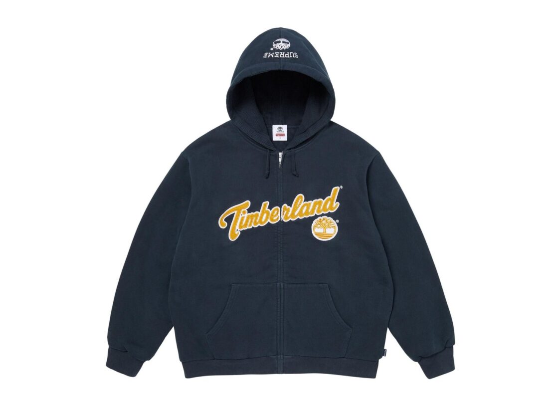 Supreme Timberland Thermal Lined Zip Up Hooded Sweatshirt Navy