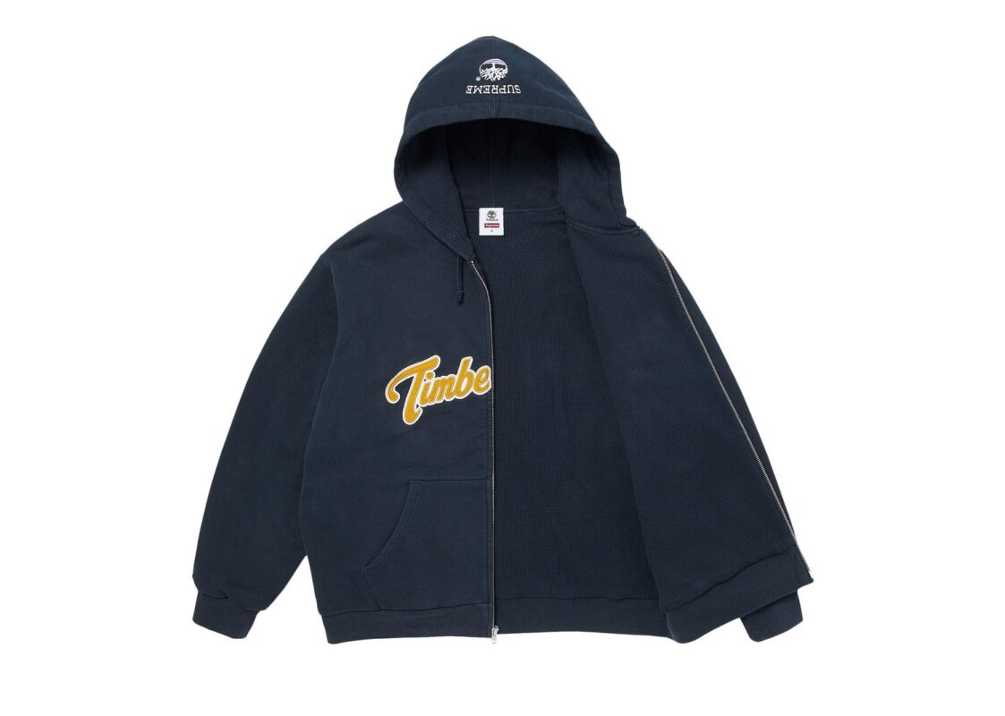 Supreme Timberland Thermal Lined Zip Up Hooded Sweatshirt Navy 2