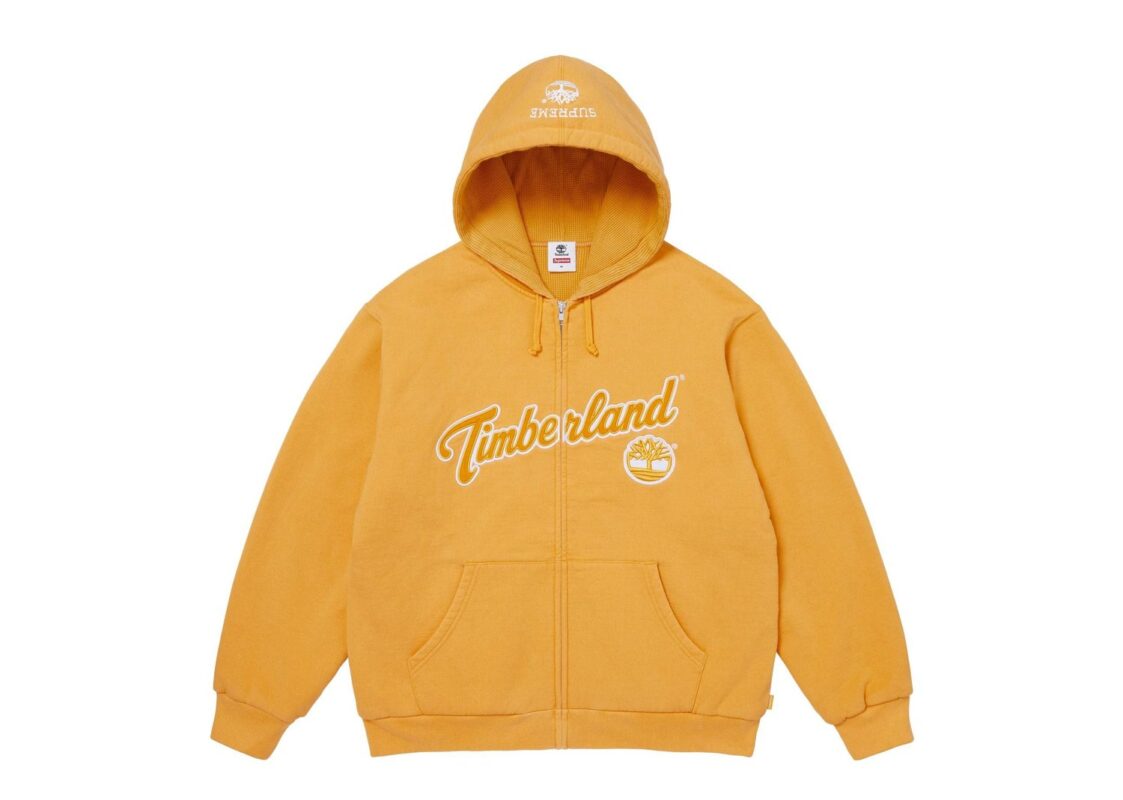 Supreme Timberland Thermal Lined Zip Up Hooded Sweatshirt Yellow