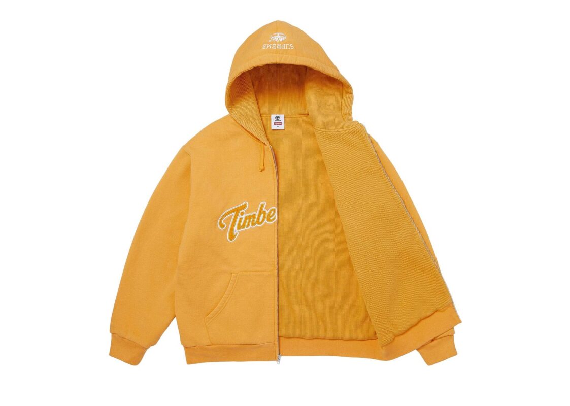 Supreme Timberland Thermal Lined Zip Up Hooded Sweatshirt Yellow 2
