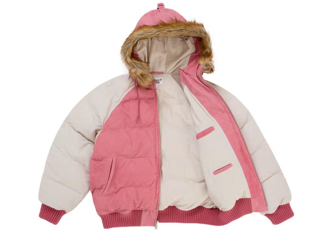Supreme x Timberland Suede Puffer Jacket ‘Pink’ 2